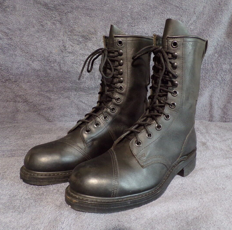 New VTG Military ANSI Z41-1-1991/75 Leather Cap Steel Toe boots men's 9.5R "USA"
