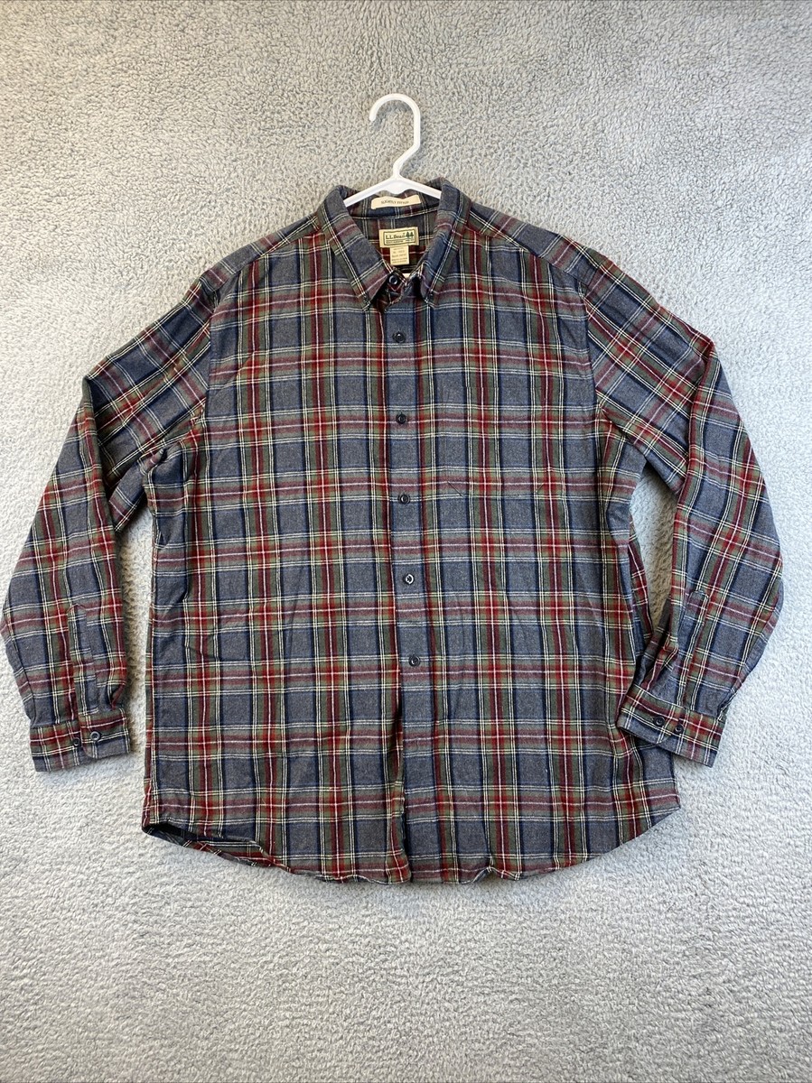 L.L. Bean Fleece Plaid Button Up Shirt Men