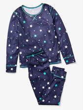  NWT JUSTICE GIRLS SIZE 7 8 10 NAVY BLUE STAR PRINT PAJAMAS SLEEP SET