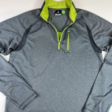 Nike Jordan Men's Medium Dri-Fit Gray Lime Green 1/4 Zip Pullover 508116-021