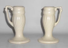 Metlox Pottery Poppy Trail Yorkshire X-30 Pair Candle Holders Matte White