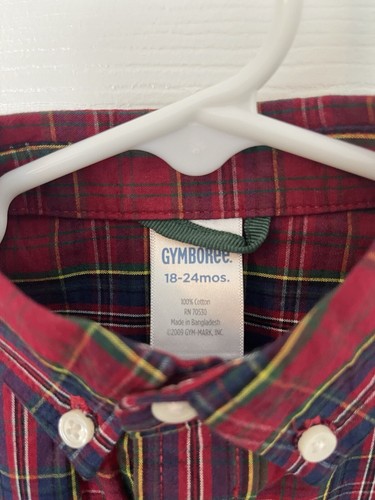 Camicia vestito rosso a quadri manica lunga Gymboree bambino ragazzo (18-24 mesi) - Foto 7 di 7