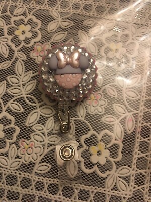 Minnie Mouse Rhinestone Inspired ID Reel Badge/Retractable Name