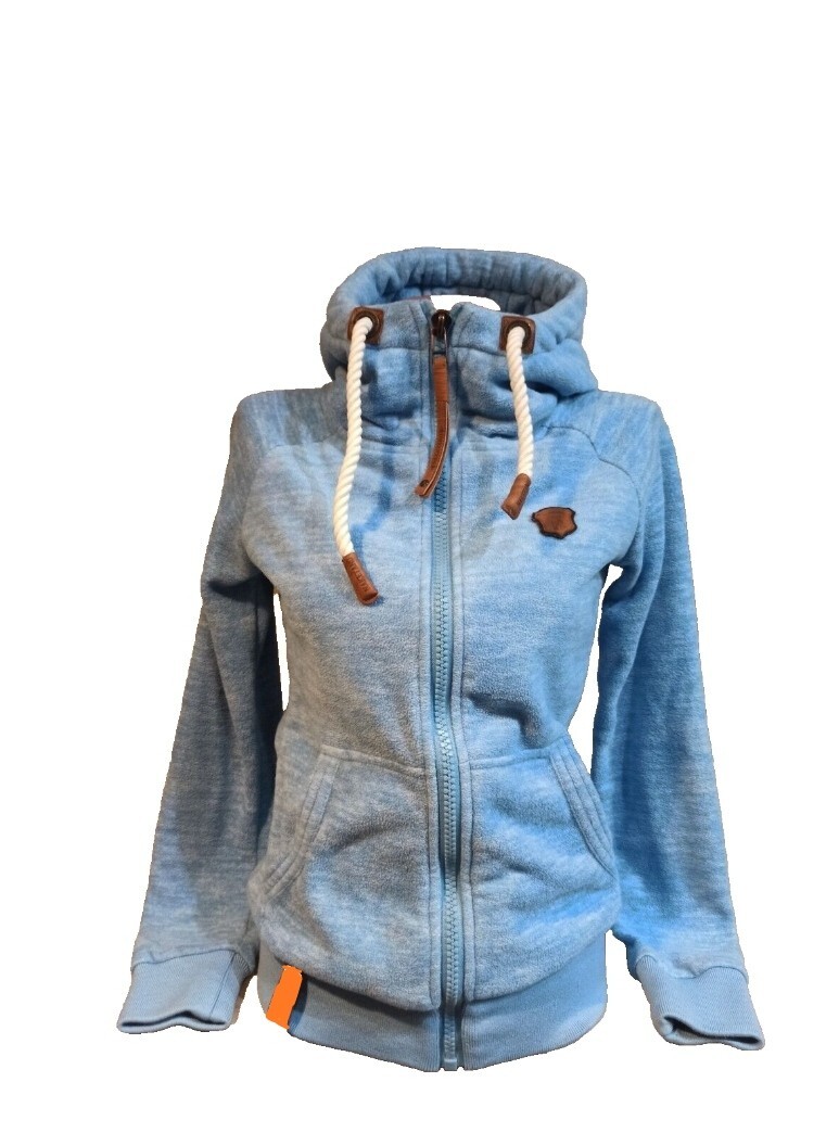 Naketano women's fleece hoodie size XS blue melange hooded zip