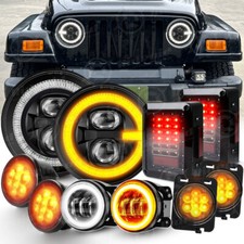 7 Led Headlights Tail Lights Fog Turn Fender Lamps Combo For Jeep Wrangler Jk