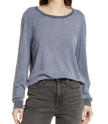 NWT TREASURE & BOND Long Sleeve Ringer T-shirt In Grey Grisaille Size XS
