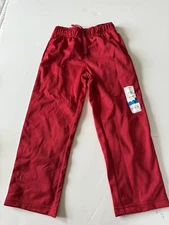  Jumping Beans Nwt Size Medium 5-6 Red Fleece Lined Pockets Pull On Warm Pants