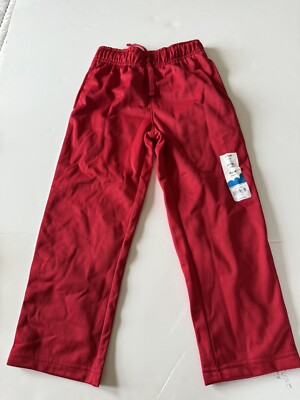 Nwt Jumping Beans Boys Medium (5/6) Red Fleece Lined Pockets Pull On Warm Pants