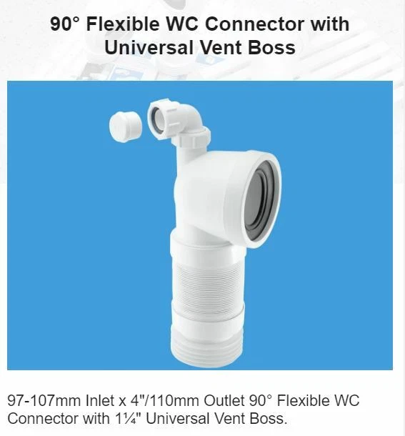 McAlpine WC Toilet Connector WCCON8FV 90° Flexible White, 47 OFF
