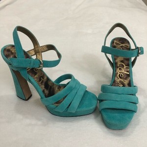 teal chunky heels