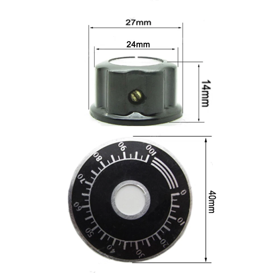 5W Drehpotentiometer Single Turn Linear Wirewound Pot + Regler Dial 100-47K Ohm - Bild 4 von 4