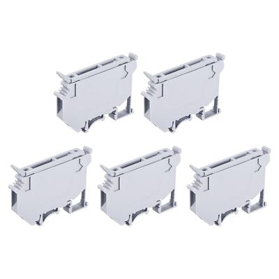 DIN Rail Mount Fuse Holder Terminal Blocks Grey UK5 LED24V Pack of 5