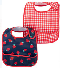 NWt carters strawberry catcher bibs set 2pc lot water resistant girls feeding