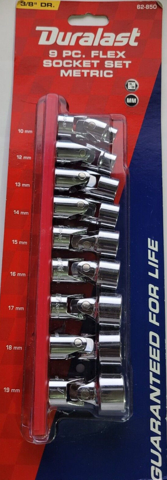 Duralast 3/8in Drive Metric Flex Socket Set 9 Piece Part # 62-850