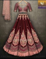 WEDDING WEAR HEAVY MALAY SATIN SILK LEHENGA CHOLI WITH DUPATTA FOR GIRLS