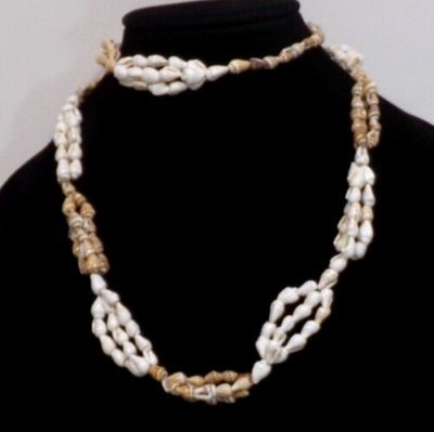 LOT OF TWO ARTISAN HANDMADE SHELL NECKLACES 34