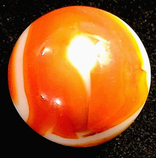 Vintage Marble King Rainbow Shooter Marble Glass .871" Red Orange Yellow
