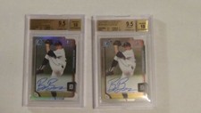 2015 BEAU BURROWS GRADED BGS 9.5 CERTIFIED BOWMAN CHROME AUTOD REF. 2 CARD LOT