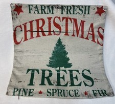 CHRISTMAS TREE FARM Rustic Christmas Throw Pillow Cover Winter Holiday Decor 18  