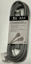 9 Ft Appliance Extension Cord Heavy Duty, Gray - 14 Gauge 3 Prong 15A 125V 1875W
