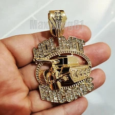 Hip Hop Gold Plated Cubic Zirconia Rapper's No Limit Records Tank Charm Pendant