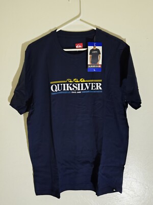 New With Tags Dark Blue Size L Quiksilver T-shirt  Graphic, Skate Surf