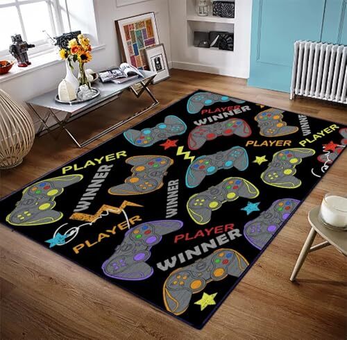 Gaming Area Rugs Gamer Player Rug 3XL(39 in x 59 in/100 x 150CM) Black Yellow - Picture 3 of 6