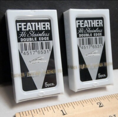 FEATHER Hi-Stainless Double Edge Razor Blades 10ct (2pks x5) Sealed