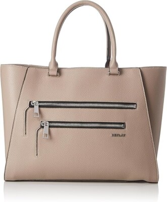 Replay FW3719.000.A0180B.003 Shoulder Bag Women's Beige Zipper Double Handles