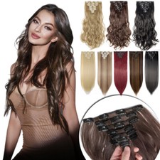 8 Pieces Full Head Clip in 100 Natural Hair Extensions as Human Real Thick Wavy