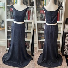 NWT Windsor Midnight Navy Blue Two-Piece Glitter Shimmer Prom Gown Dress Bodycon