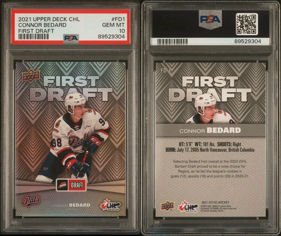 2021-22 Upper Deck CHL First Draft Connor Bedard #FD-1 PSA 10 GEM MINT - Image 3 of 3