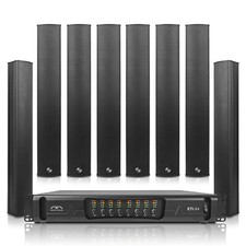 Sound Town Line Array Set 8 x Line Array Columns  One 8-Ch Amp ETI8X8M64B 