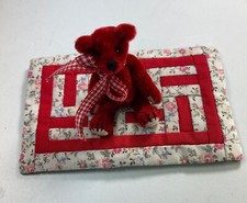 World of Miniature Bears 2.5" Plush Bear with Quilt 5926-Q6 RED Clearence