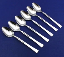 SET OF 6  CANTINA  TEASPOONS  Ekco Eterna Stainless Japan  Burnished Handle