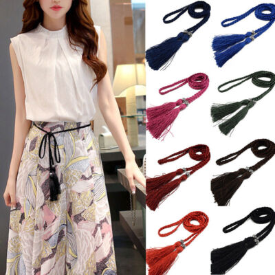 Belt Vintage Braid Tassel Ladies Self-Tie Waist Cord Fashion Dress Ethnic Style