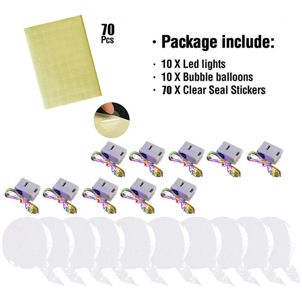 Paquete de 10 globos BoBo de 20" con luz LED para fiesta boda decoración de Navidad Foto 3 de 4