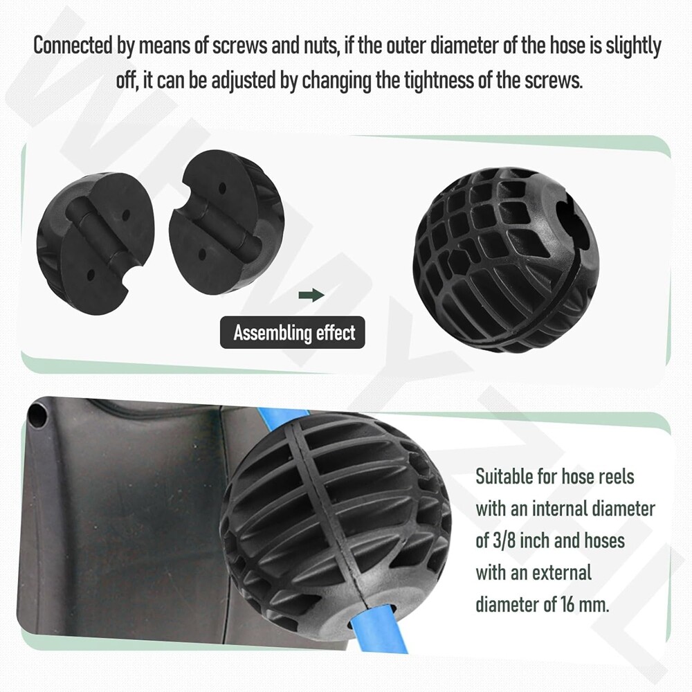 HOOTSUM Ball Stopper For 3/8" ID Spring Driven Air Hose Reel – Adjustable Hose Bumper For Auto Rewind, Solid Rubber, Easy Install (Includes 2 Half-Circles, Screws & Nuts)