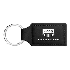 Jeep Rubicon Rectangular Black Leather Key Chain Key-Ring