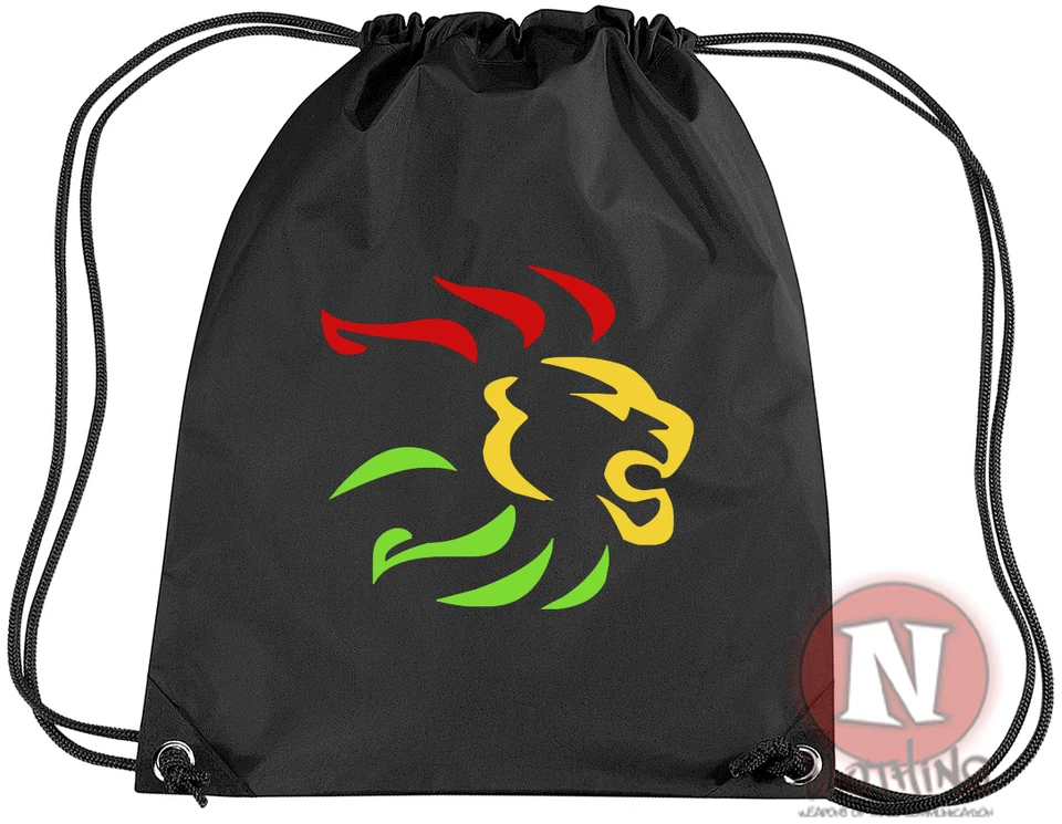 BAGBASE Rasta Löwen Kit Tasche. Kordelzug Sport PE Schule - Reggae Dub Rocksteady