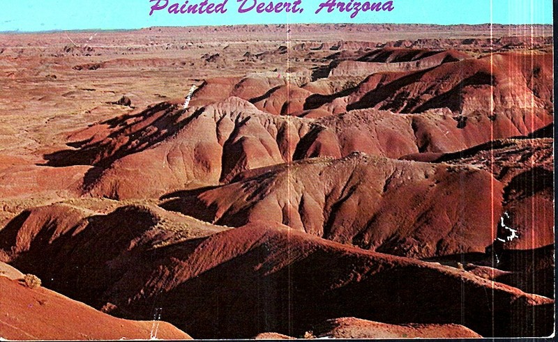 NICE VINTAGE PHOTO POSTCARD - COLORFUL PAINTED DESERT EAST OF HOLBROOK ARIZONA