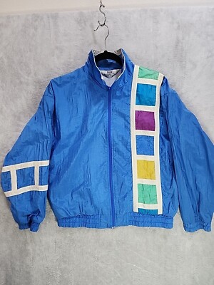 Vintage Towne By London Fog Men's S Color Block Sky Blue Zipup - Main Image