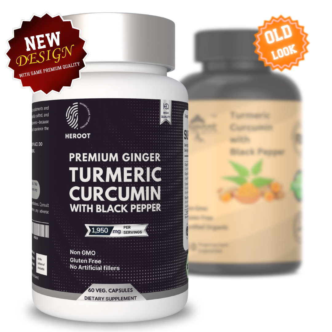 Turmeric Capsules 1950mg Curcumin95% , Black Pepper & Ginger Complex Bioperine