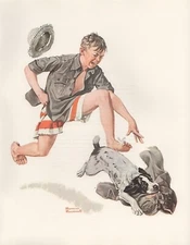 1977 VINTAGE "A BOY'S BEST FRIEND" NORMAN ROCKWELL MINI POSTER COLOR Lithograph