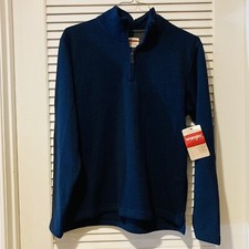 WRANGLER AUTHENTICS Men's Long Sleeve Quarter 1/4 Zip Sweatshirt NAVY SMALL
