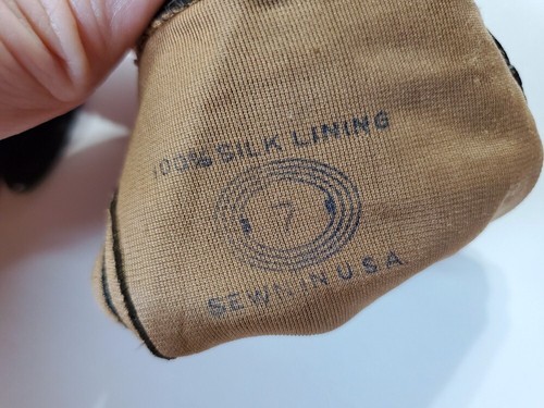 Vintage Women’s Dark Brown Leather Gloves Size 7 Silk Lining USA - Picture 7 of 7