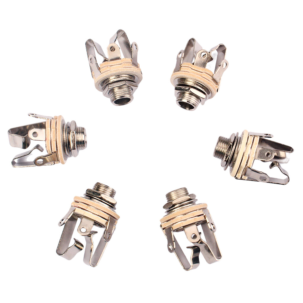 Connettore Jack Mono 6,35mm Da Pannello - 20 Pezzi, 4 Pin, Colore Argento E Nero