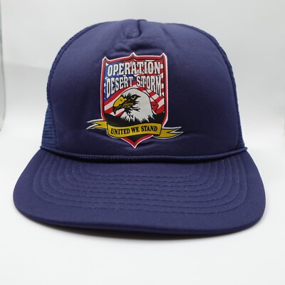 Vtg Dessert Storm Trucker Hat Cap Adult Blue American Eagle USA Men's