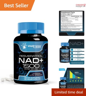 NAD+ Supplement with Resveratrol -  and Gluten-Free Energy Boost 90 Count