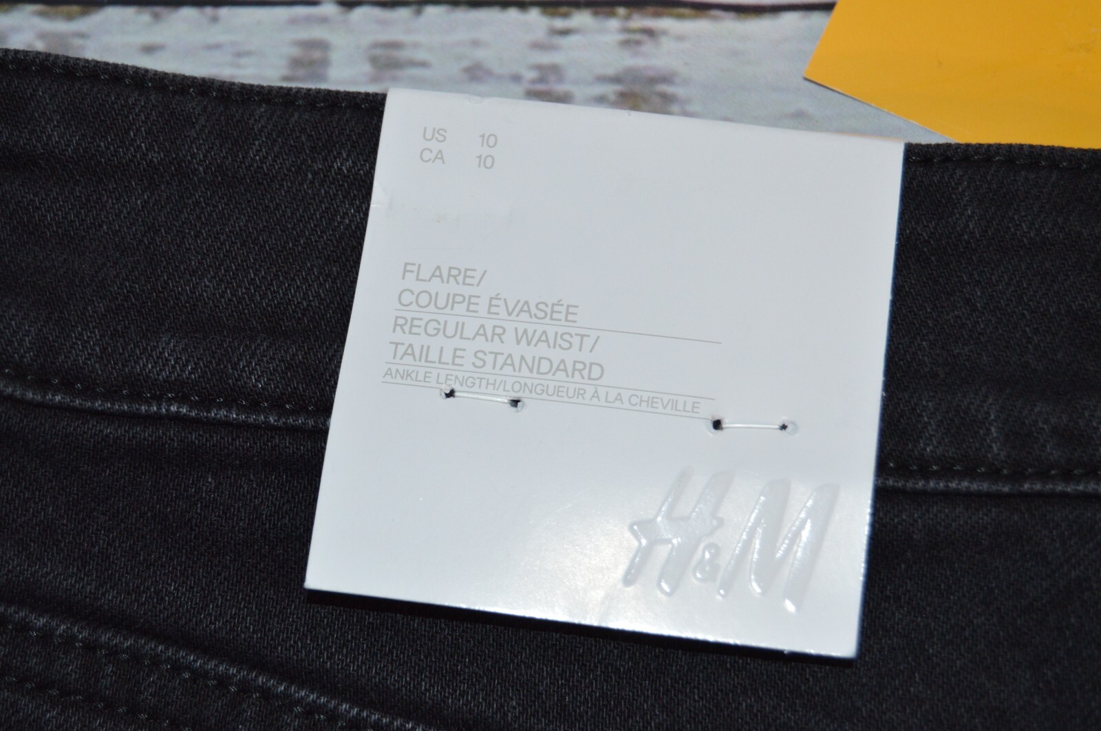 H&M Black Regular Waist Stretch Flare Jeans Size 10 NWT Fall Summer Casual thumbnail 8